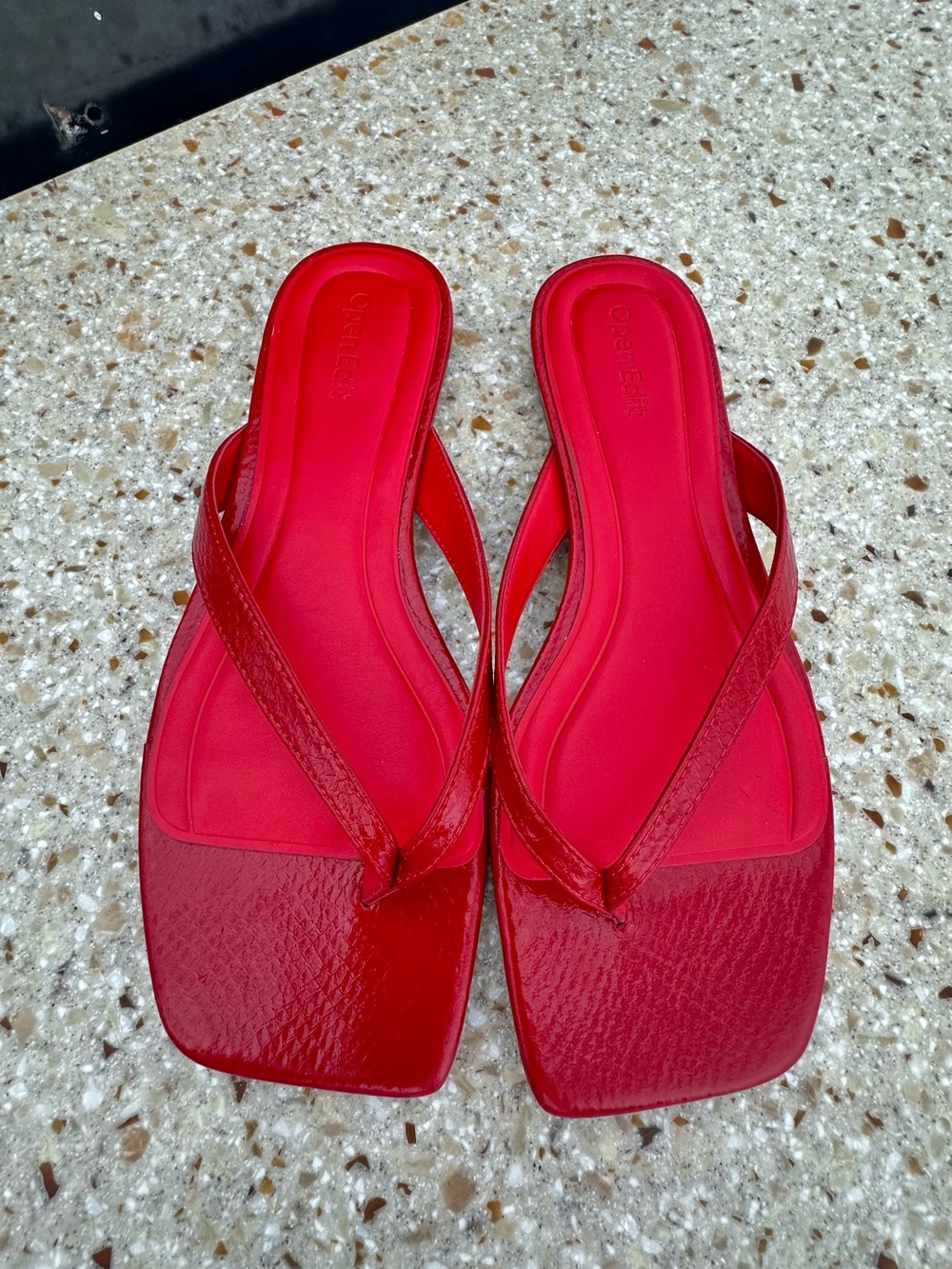 Open Edit New Red Square-Toe Thong Sandals for Women. Sz 7.5 - Picture 3 of 8